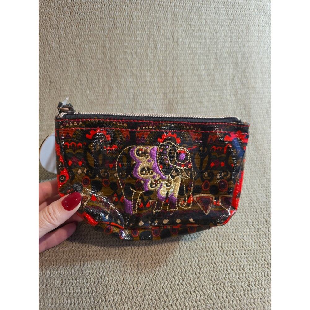 Sakroots Makeup VinylZipBag Embroidered Gold & Purple Elephant NWT But Worn Pull - Picture 3 of 8